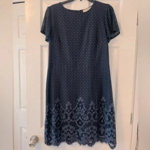 Blue lace shift dress